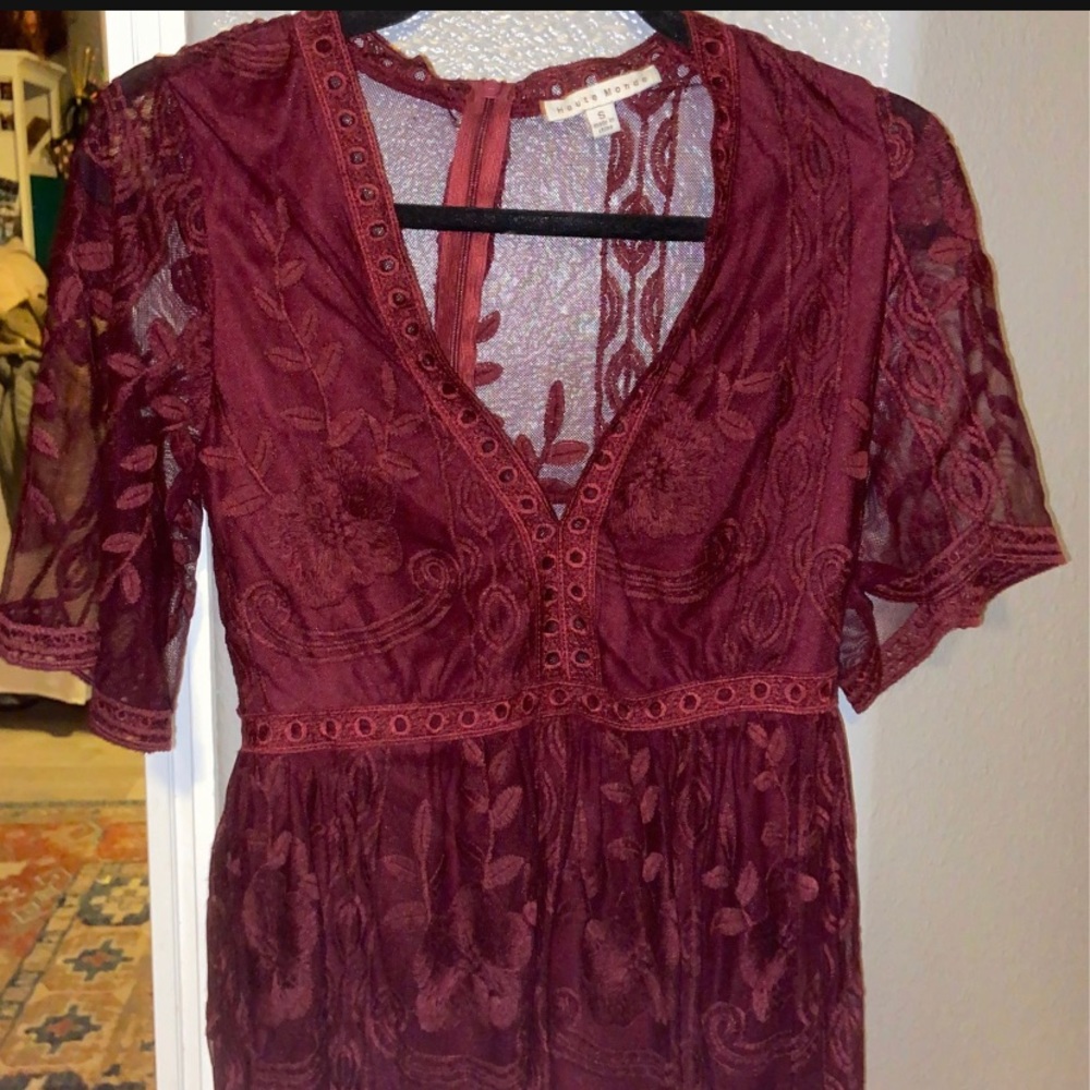 Burgundy lace dress